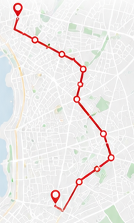 Mapa del recorrido de la lanzadera entre Castrelos y Gran Vía